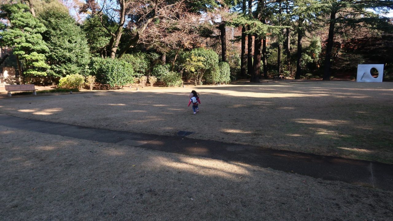 東京都庭園美術館の庭で遊ぶ（秋）